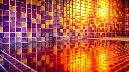 Wall Mural - Vibrant Purple Orange Gradient Tile Wall Floor Macro Photography