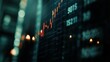 © olga_demina - Electronic stock market panel showing increasing share price in red and some numbers with a blurred foreground and bokeh effect