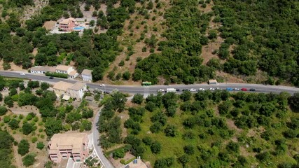 Wall Mural - Aerial drone view of beautiful Skripero village in north corfu ,Greece