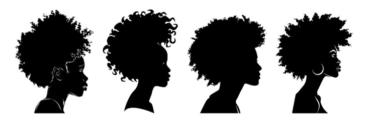 Canvas Print - silhouette of woman with natural curly hair illustration