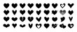 © Kingwardobe - Huge set of heart in black and white color heart silhouette vector illustration on white background. Black heart icons set vector. Simple black vector heart love icon. Heart collection. Vector art.