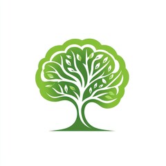 Wall Mural - Green Tree Logo Design With Leaves And Branches