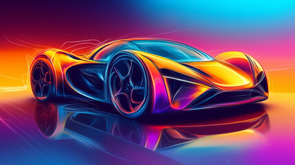 Wall Mural - Concept car design in Neo-Futurism style featuring aerodynamic shapes