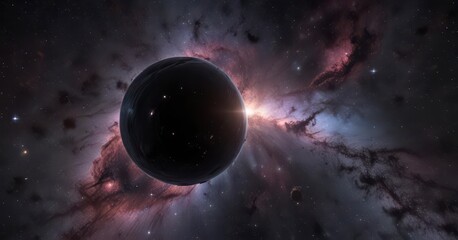 dark nebula with starry background and distant galaxy, dark matter, space