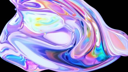 Wall Mural - colorful bubble floating in the air. the bubble is surrounded by a black background. the bubble is t