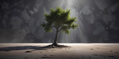 Wall Mural - Tree standing alone in the center of a empty space,  foliage,  tree