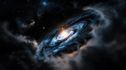 Wall Mural - a spiral galaxy with a bright yellow star in the center