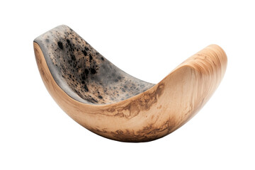 Aufkleber - Elegant wooden bowl with flowing curves, perfect for serving or displaying, crafted from natural wood with a smooth finish