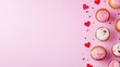 © AI Photo Stock - Pink Cupcakes with Heart Decorations - Delightful pink and white cupcakes adorned with heart sprinkles, symbolizing love, sweetness, celebration, romance, and joy. Perfect for Valentine's Day or any s