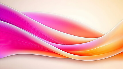 Wall Mural - Abstract pink orange wave design, flowing curves background, for website header or presentation.