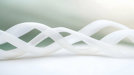 Wall Mural - Abstract white ribbon swirls on white background, suggesting connection or flow; ideal for technology, science, or design website header.