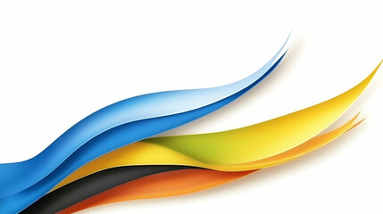 Wall Mural - Colorful abstract wavy design, flowing lines on white background, ideal for website header or presentation template.