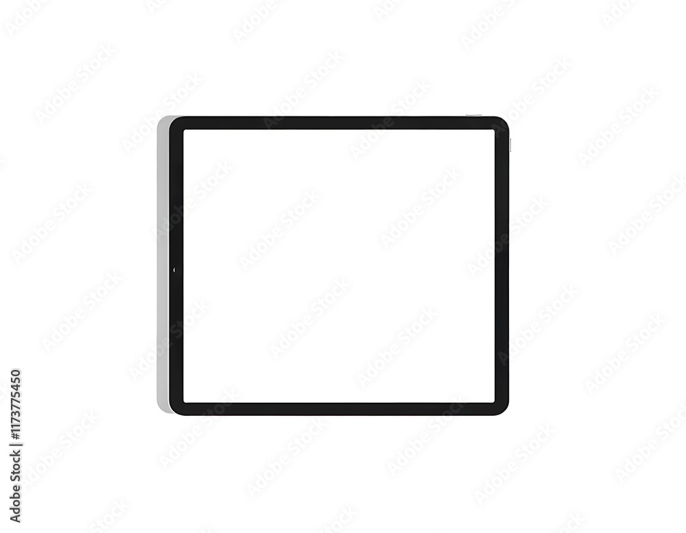 A black tablet computer with a blank screen