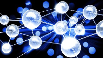 Abstract Molecular Structure: A Network of Interconnected Spheres in Blue