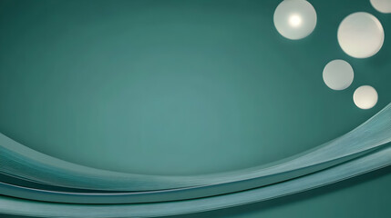 Wall Mural - Teal abstract wave background with glowing orbs; ideal for website banners or presentations.