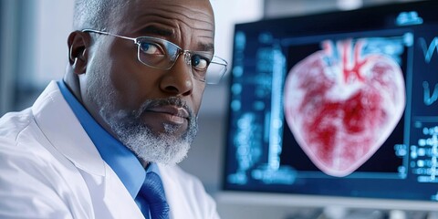Wall Mural - cardiologist analyzing heart scan