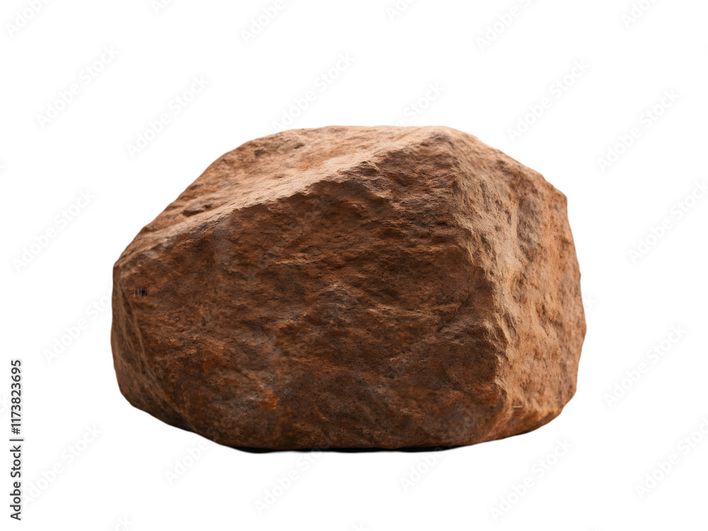 Reddish Brown Boulder, Isolated Stone, Rough Texture ,isolated on white ...