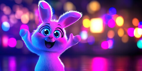 Canvas Print - 3D animation disco Easter Bunny 