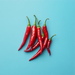 Red Chili Peppers Arranged on a Minimalistic Monochromatic Background