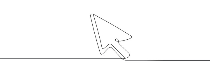 Continuous drawing of cursor arrow. Single line cursor arrow icon. . Vector illustration. Editable line