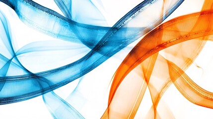 Wall Mural - abstract swirling blue and orange silk fabrics create a dynamic and vibrant visual composition.