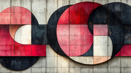 Canvas Print - Abstract Red Black White Geometric Wall Art