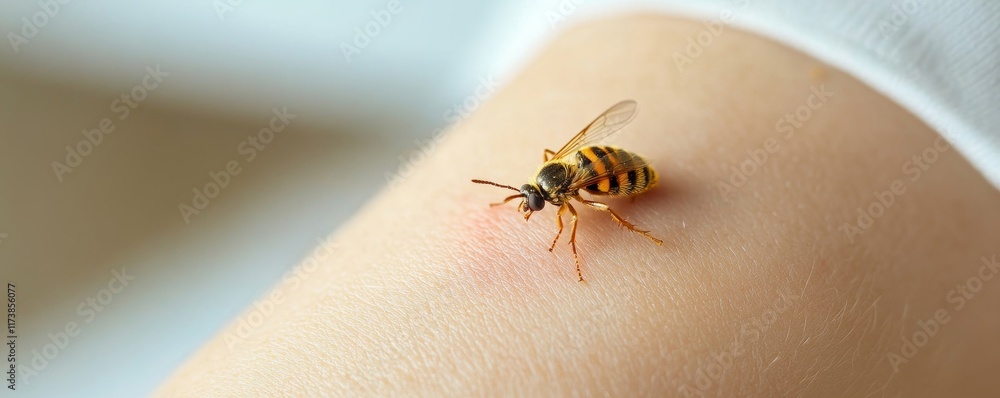 person have red rash on arm from insect bite allergic. Generative AI ...