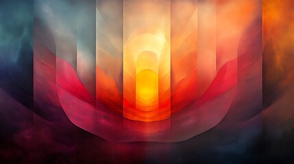 Poster - Abstract Sunset Landscape with Vivid Colors and Layers