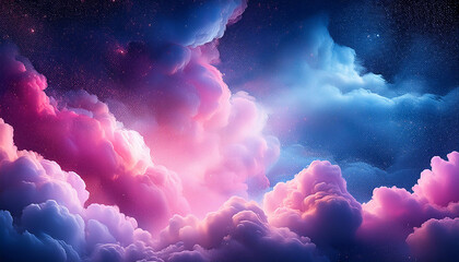 Wall Mural - abstract pink blue cosmic clouds on darkish background