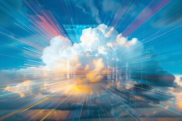 Fototapete - Abstract cloud computing technology concept background