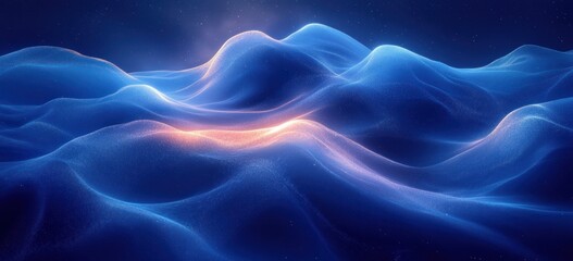 Aufkleber - Abstract Expressionism Blue Cyan Gradient Background with Soft Lighting and Smooth Curved Composition