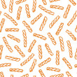 © chekiwart - Hand drawn gemelli pasta seamless pattern. Italian pasta design for textile, fabric, wrapping paper