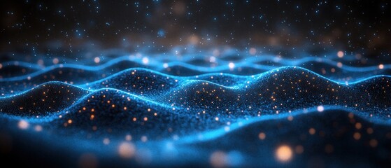 Fototapete - Futuristic Digital Mesh Network Background in Blue and Silver Gradients for Cybersecurity Application Interface