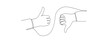 © Sviatlana - Thumb up and down in one continuous line. A symbol of good and evil. Positive and negative gesture in one-line style . Vector editable stroke