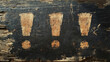 © SashaMagic - Weathered exclamation marks on rustic wood surface.