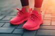 © Maxim Borbut - Close-up of a runner's feet on the road, with attention on the shoe. Woman doing fitness at sunrise