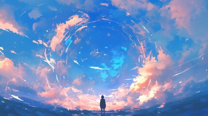 person stand in the cloudy sky background