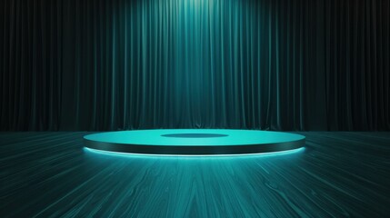 Wall Mural - an empty stage set aglow, featuring a central ellipse that draws the eye against dark, dramatic curt