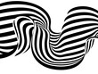 © Kateryna - Abstract wave, black and white wavy stripes or lines design. Png
