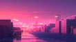 © Thiago - A stunning glimpse into modern logistics at dusk, highlighting connectivity and efficiency. twilighted. illustration. Glimpse. Illustration