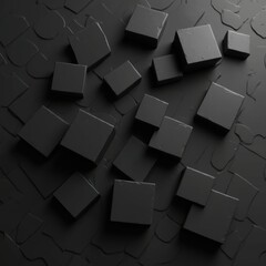 Poster - Black Puzzle Background with Cubes