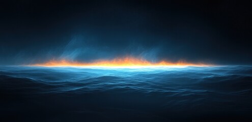 Poster - Glowing Blue Light Beam Abstract Gradient Background Noise Texture Design on Dark Backdrop