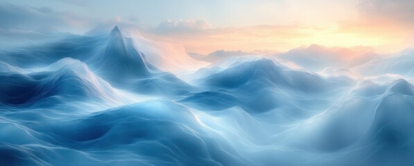 Poster - Soft Blue White Gradient Abstract Serene Calm Minimalist Design with Light and Texture