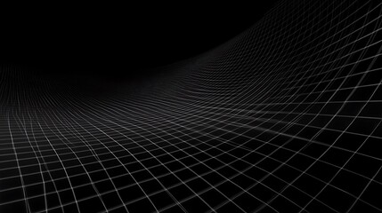 Abstract Grid Pattern Waving Across Black Background