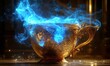 © Avr Di - A lavish golden goblet, shimmering with teal liquid, emitting an ethereal haze