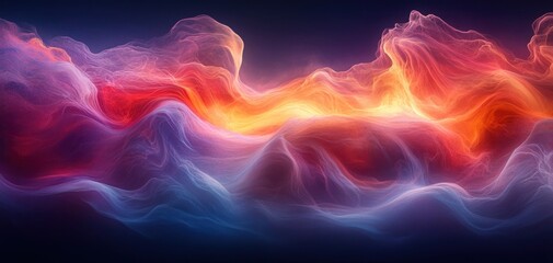 Poster - Abstract Gradient Background Vibrant Colors Blue Pink Yellow Soft Glowing Wave Dark Backdrop Noise Texture Design