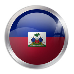 Haiti flag - glossy circle button displays a colorful flag representing a country cultural identity and heritage. The essence of national pride and unity.