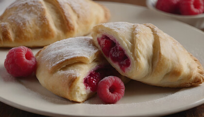 Wall Mural - raspberry turnover pastries on a plate