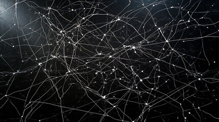 Intricate Spiderweb on Black Background: A Macro Photography Masterpiece