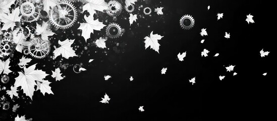 Wall Mural - intricate monochrome floral patterns and organic fractal designs in an abstract winter wonderland ba